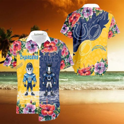 Los Angeles Chargers VS NFL Indianapolis Colts Mascot Luxury 3D Hawaiian Shirt For Summer