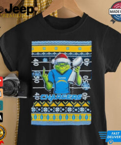 Los Angeles Chargers X Grinch Christmas with Super Bowl Trophy ugly Christmas shirt