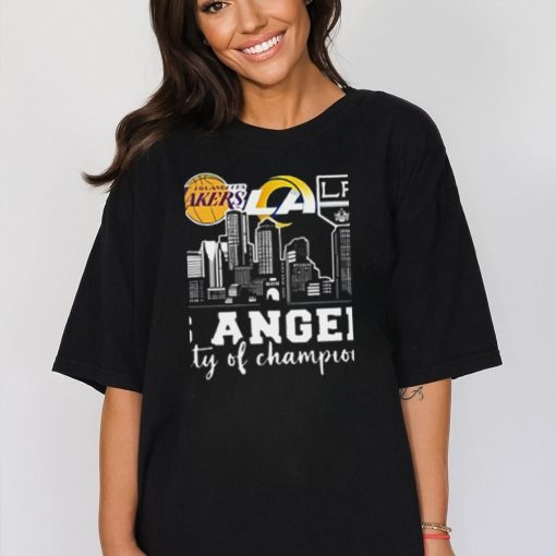 Los Angeles City Of Champions Dodgers Lakers Rams Galaxy Fan Gifts T Shirt