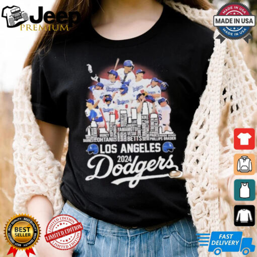 Los Angeles Dodgers 2024 National League Champions city skyline players names shirt