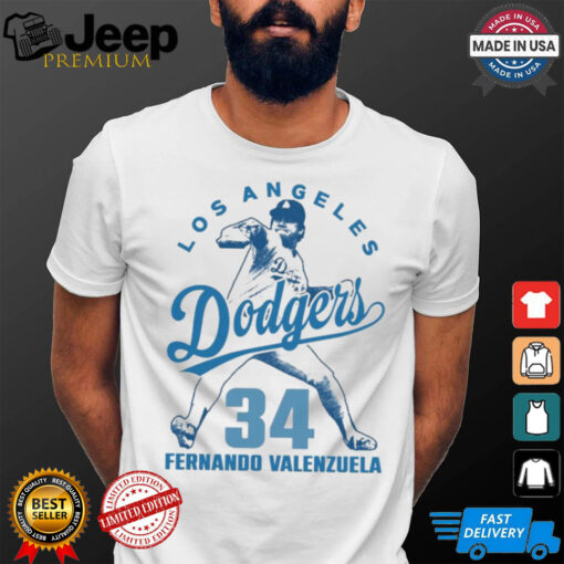 Los Angeles Dodgers 34 Fernando Valenzuela Baseball T Shirt