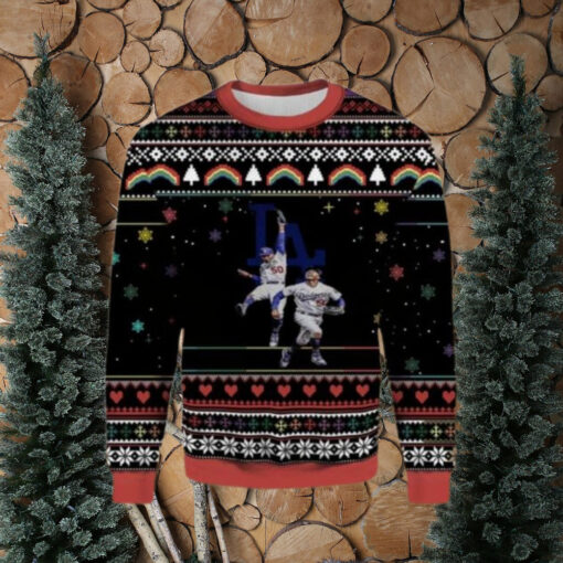 Los Angeles Dodgers Double Play Action Festive Ugly Sweater