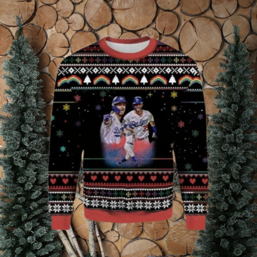 Los Angeles Dodgers Duo Celebration Black Ugly Christmas Sweater