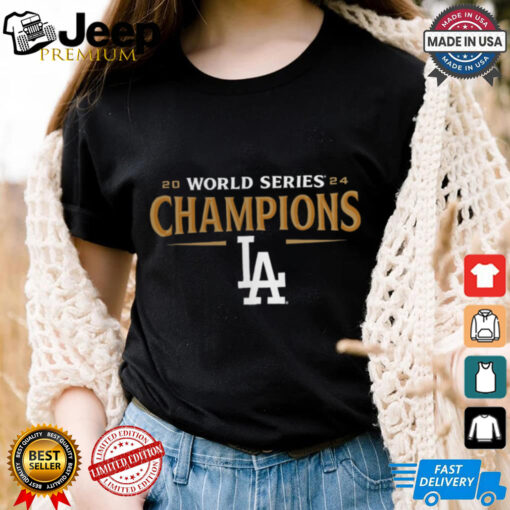 Los Angeles Dodgers Fanatics Black 2024 World Series Champions Jersey Roster T Shirt