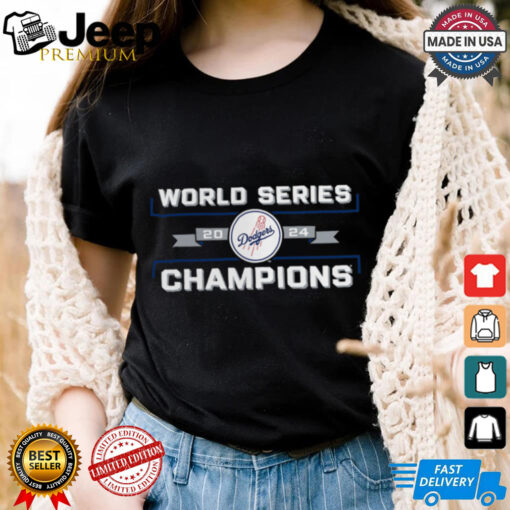 Los Angeles Dodgers Fanatics Black 2024 World Series Champions Logo T Shirt