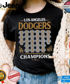 Los Angeles Dodgers Fanatics Black 2024 World Series Champions Roster T Shirt