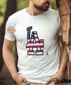 Los Angeles Dodgers L A logo x Flag of the United States shirt