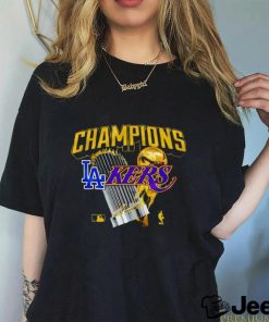 Los Angeles Dodgers Lakers 2024 World Champions Trophies Shirt