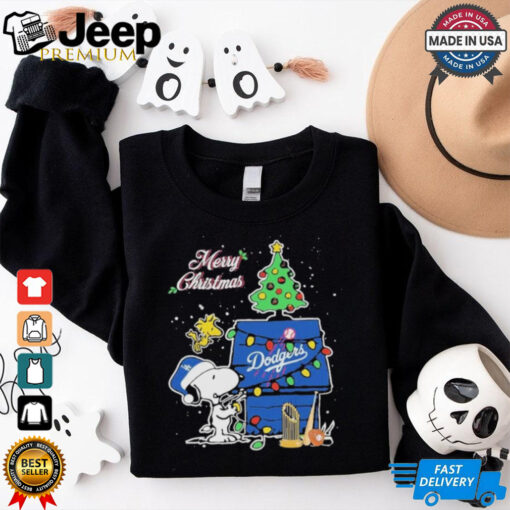 Los Angeles Dodgers Merry Christmas With Snoopy Baby T Shirt