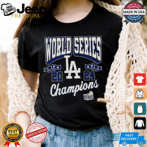 Los Angeles Dodgers Mitchell & Ness Black 2024 World Series Champions Arch Logo T Shirt