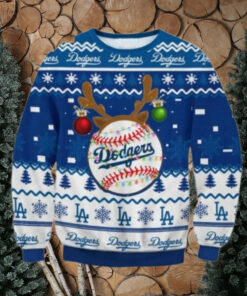 Los Angeles Dodgers Reindeer Baseball Ornament Ugly Sweater