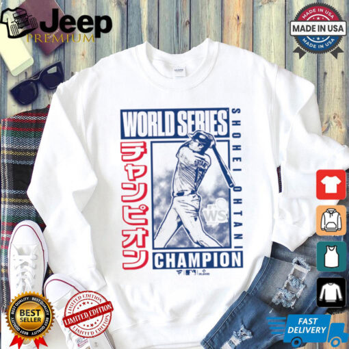 Los Angeles Dodgers Shohei Ohtani Fanatics White 2024 World Series Champions Kanji Swing T Shirt