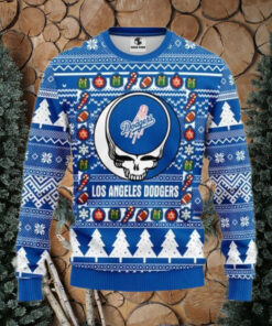 Los Angeles Dodgers Skeleton Logo Festive Ugly Sweater