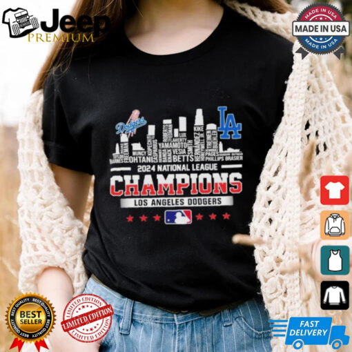 Los Angeles Dodgers Skyline 2024 Celebrating National League Champions T Shirt