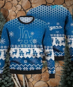 Los Angeles Dodgers Ugly Christmas Sweater With Reindeer Pattern