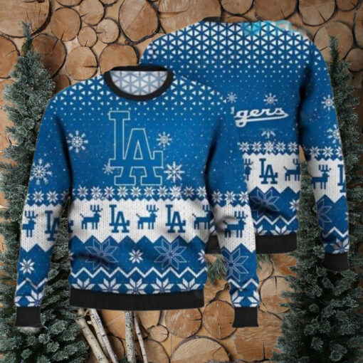 Los Angeles Dodgers Ugly Christmas Sweater With Reindeer Pattern