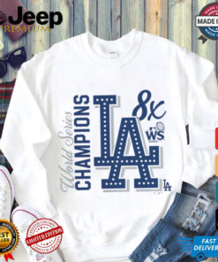 Los Angeles Dodgers White 8 Time World Series Champions T Shirt