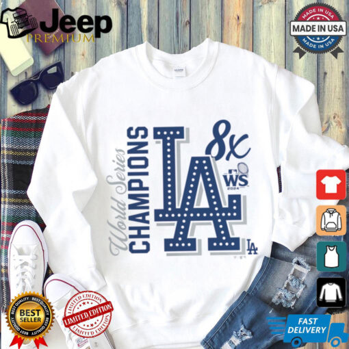 Los Angeles Dodgers White 8 Time World Series Champions T Shirt