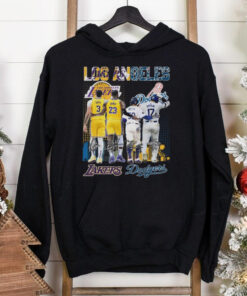 Los Angeles Lakers Los Angeles Dodgers Celebrating Championship T Shirt