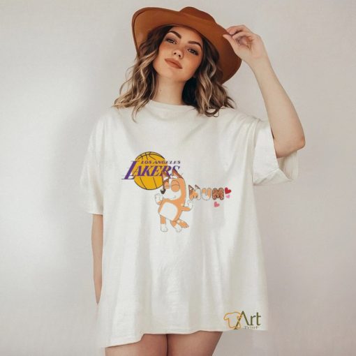 Los Angeles Lakers Mum Bluey Hearts T Shirt