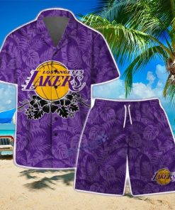Los Angeles Lakers NBA Team Logo Basketball Aloha Design Hawaiian Shirt & Short