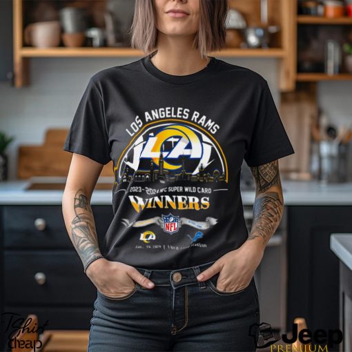 Los Angeles Rams 2023 2024 NFC Super Wild Card Winners Skyline NFL Playoffs Divisional January 14 2024 At Ford Field Stadium T Shirt