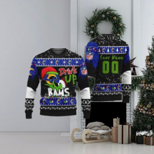 Los Angeles Rams Drink Up Grinch Ugly Christmas Sweater