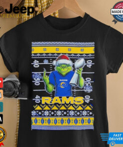 Los Angeles Rams X Grinch Christmas with Super Bowl Trophy ugly Christmas shirt