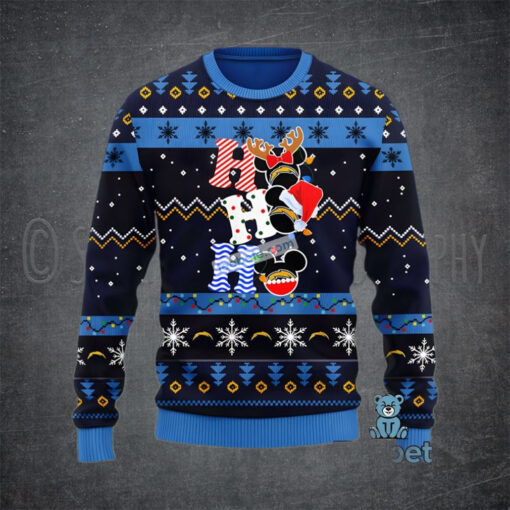 Los Chargers Hohoho Mickey Mouse Blue Ugly Christmas Sweatshirt Womens