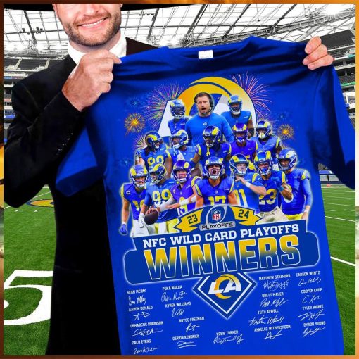 Los angeles rams 2023 2024 nfl wild card playoffs winners team player signature shirt