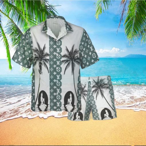 Louis Vuitton Green Palm Tree Luxury Hawaiian Shirt And Short