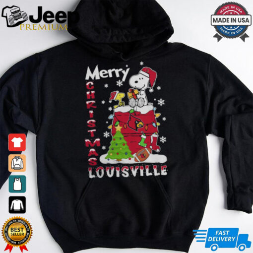 Louisville Cardinals Snoopy And Woodstock Merry Christmas Shirt
