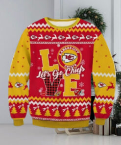 Love Let’s Go Chiefs Ugly Christmas Sweater