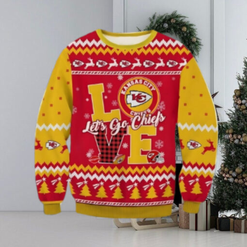 Love Let’s Go Chiefs Ugly Christmas Sweater