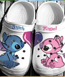 Love Stitch And Angel White Crocs Cute Stitch Gift