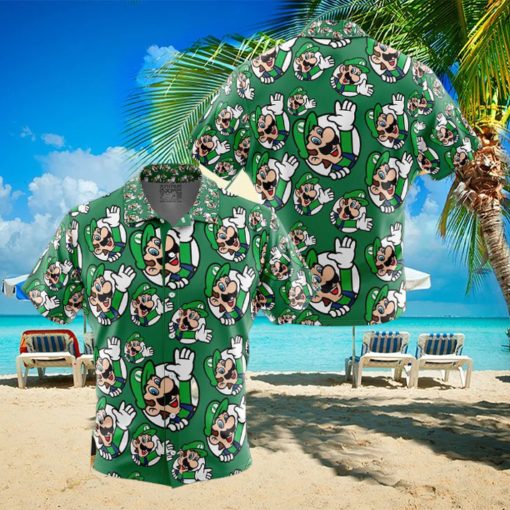 Luigi Super Mario Button Up Anime Ape Hawaiian Shirt