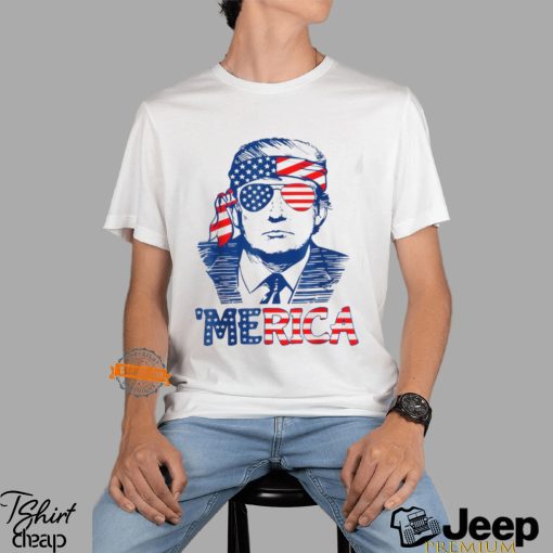 MERICA TRUMP Happy 4th Of July Trump American Flag Shirt