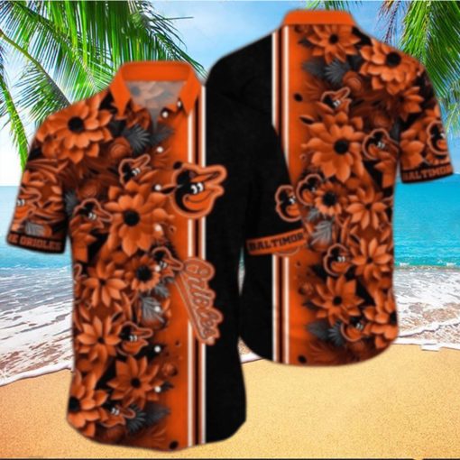 MLB Baltimore Orioles Floral Print Hawaiian Shirt