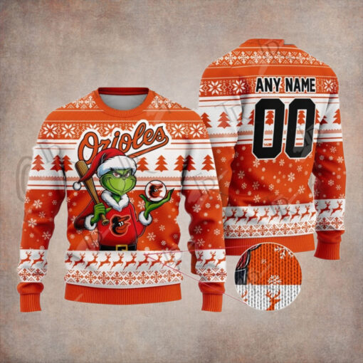 MLB Baltimore Orioles Grinch Christmas Sweater Design