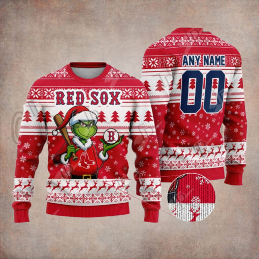 MLB Boston Red Sox Grinch Christmas Sweater Design