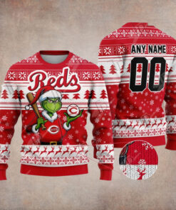 MLB Cincinnati Reds Grinch Christmas Sweater Design