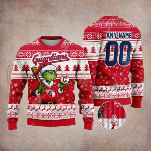 MLB Cleveland Guardians Grinch Christmas Sweater Design