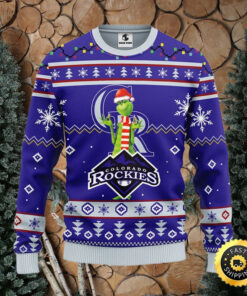 MLB Colorado Rockies Christmas Ugly Sweater Print Funny Grinch Gift For Baseball Fans