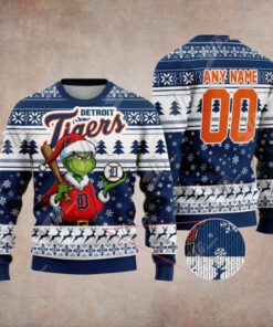 MLB Detroit Tigers Grinch Christmas Sweater Design