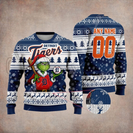 MLB Detroit Tigers Grinch Christmas Sweater Design