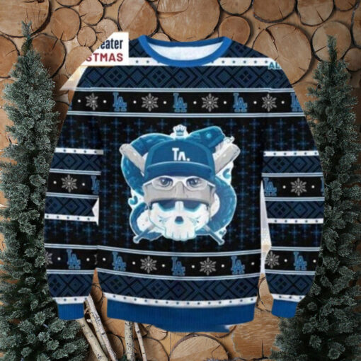 MLB LA Dodgers Skull Baseball Christmas Ugly Sweater