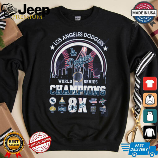 MLB Los Angles Dodgers 8 Time World Series Champions 2024 T Shirt