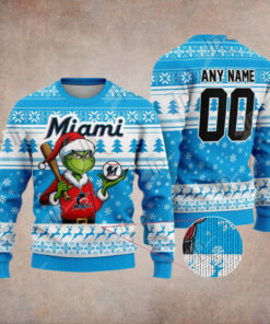 MLB Miami Marlins Grinch Christmas Sweater Design