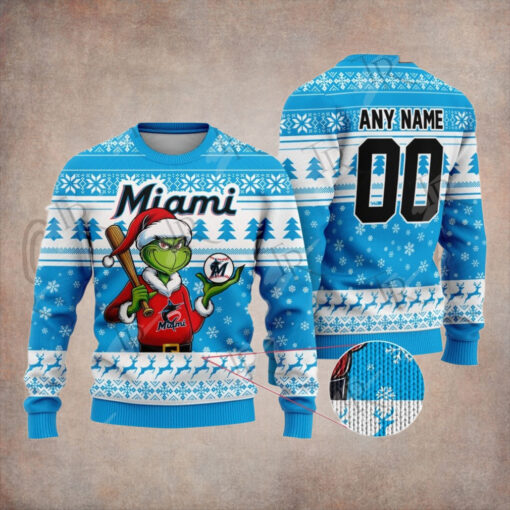 MLB Miami Marlins Grinch Christmas Sweater Design