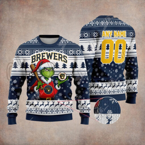 MLB Milwaukee Brewers Grinch Christmas Sweater Design